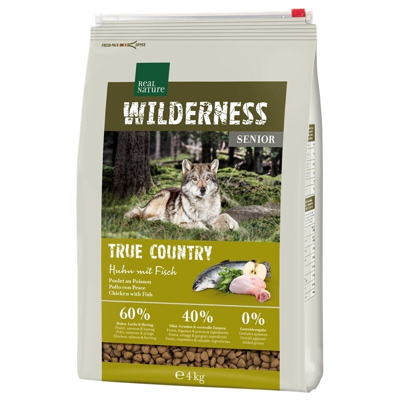 REAL NATURE Hundetrockenfutter REAL NATURE WILDERNESS Senior True Country Huhn mit Fisch 4 kg