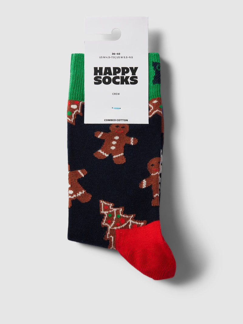 Socken mit Motiv-Print Modell 'Gingerbread Cookie' in marineblau