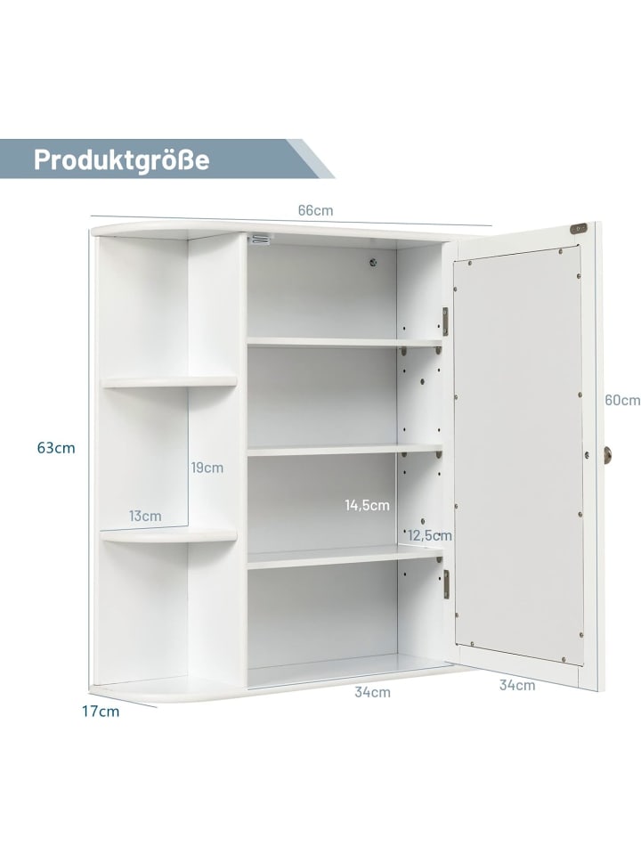 COSTWAY Badezimmerspiegelschrank in Weiß günstig kaufen onesize