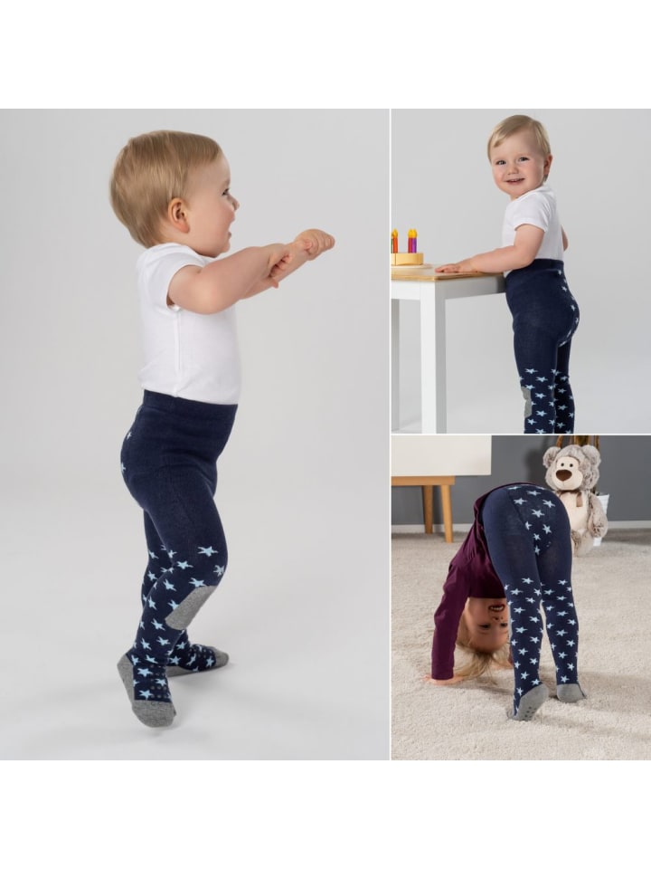LaLoona Krabbel-Strumpfhose 2er Pack - Sterne Marine   Streifen in grau,blau günstig kaufen