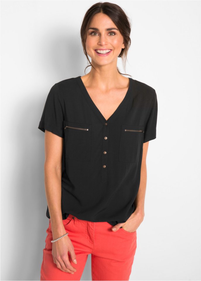 Viskose Bluse, Kurzarm