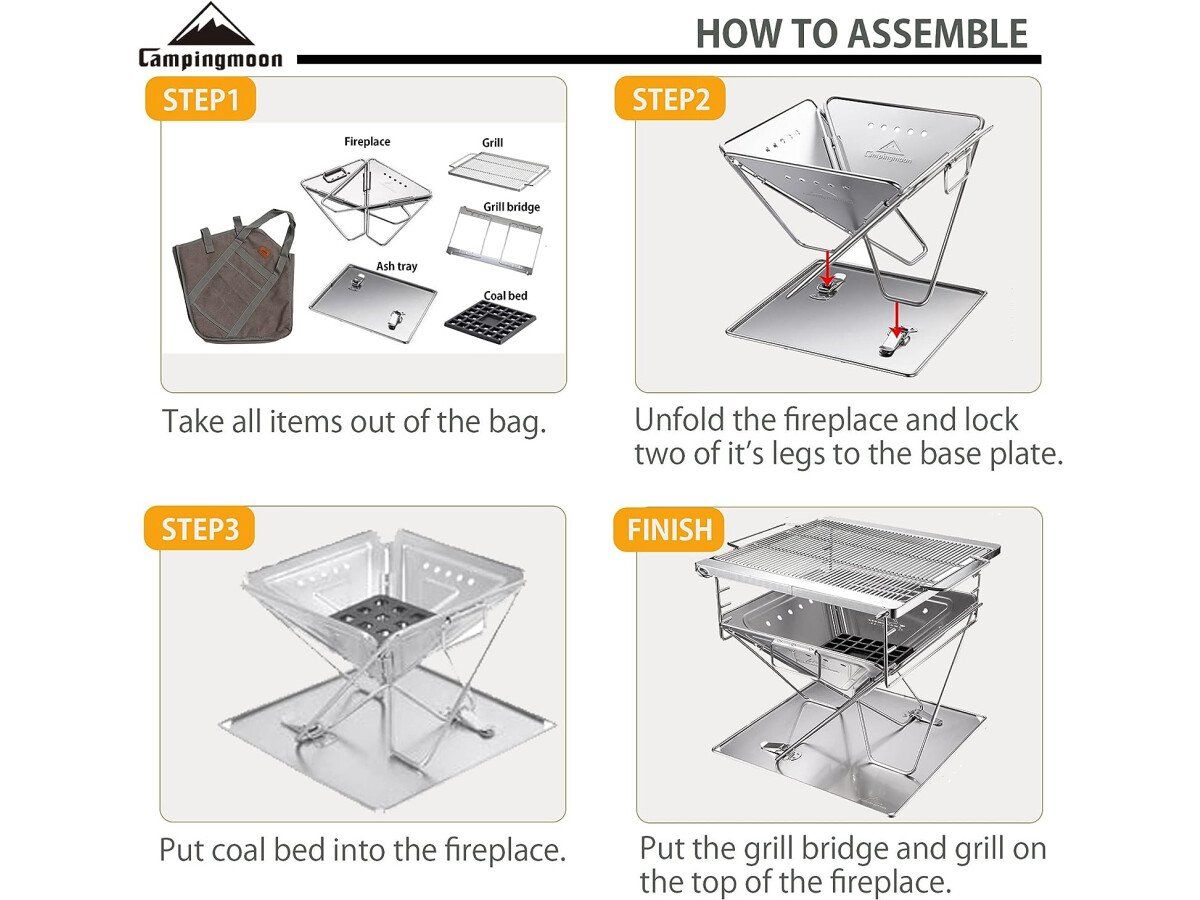 Campingmoon Large opvouwbare multifunctionele grill