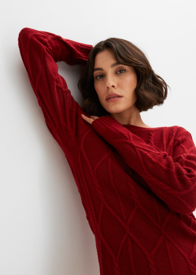 Strickkleid mit Zopfmuster