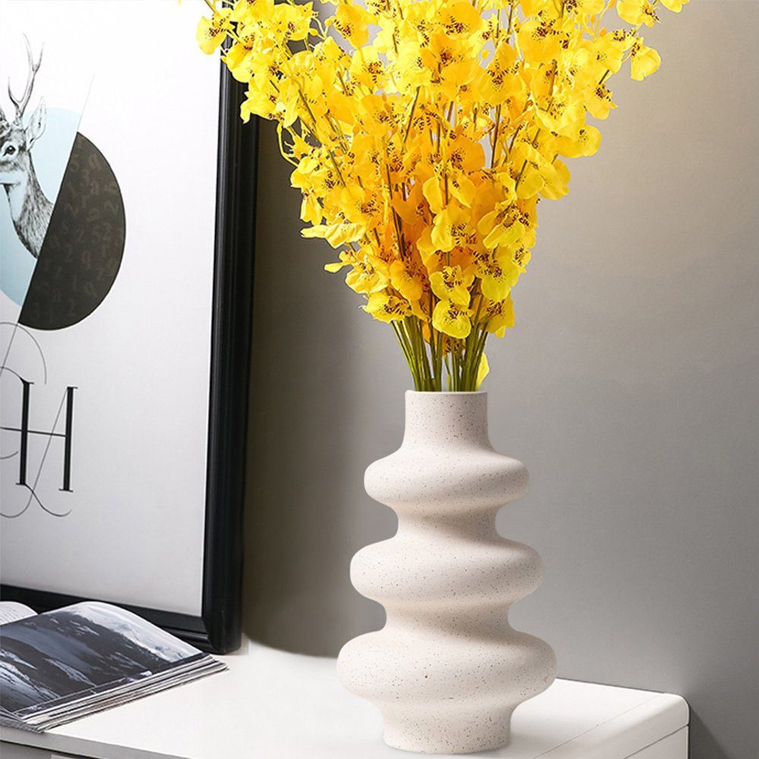 Vicbuy Dekovase Keramik Vase, Pampasgras Vasen matt (Handgefertigte Getrocknete Blumenbehälter, Blumen-Pflanzenbehälter, Kunsthandwerk Ornamente, Wohnkultur, für Haus), Büro, Geschenk für Hochzeit, Weihnachten