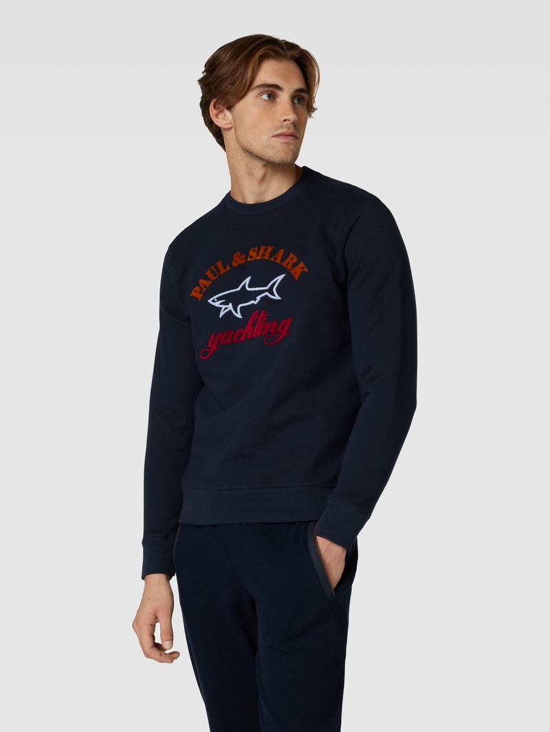 Sweatshirt mit Label-Detail in marineblau
