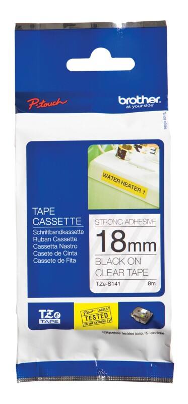 Brother TZe-S141 Authentic Schriftband Extra-stark klebend Schwarzer Druck auf Transparent 18 mm x 8m