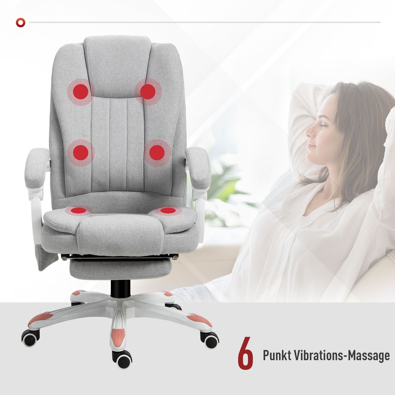 Vinsetto Massage Sessel Bürostuhl Gaming Stuhl Polyester Schaumstoff Nylon Grau