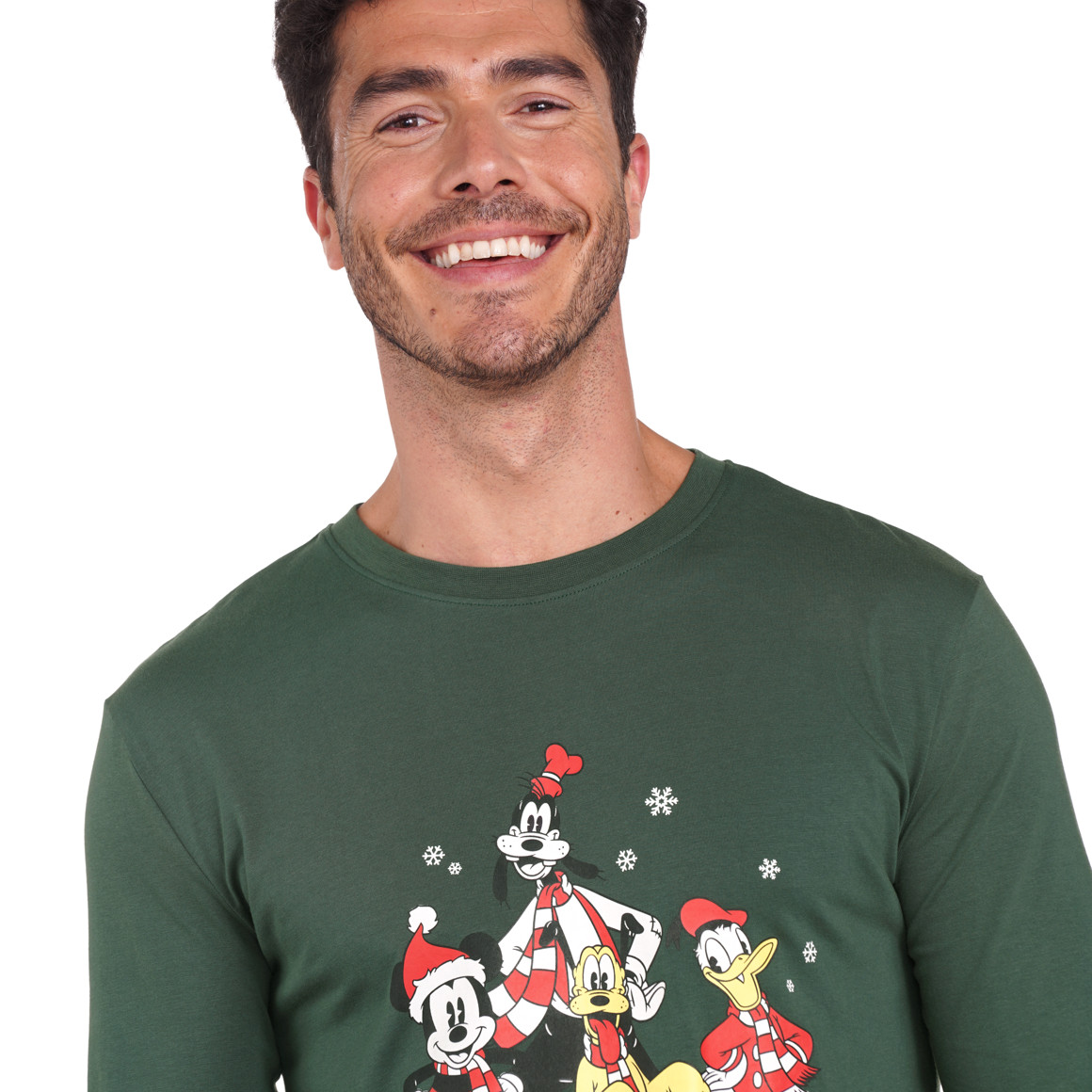 Micky Maus Weihnachtslangarmshirt mit Print dunkelgrün