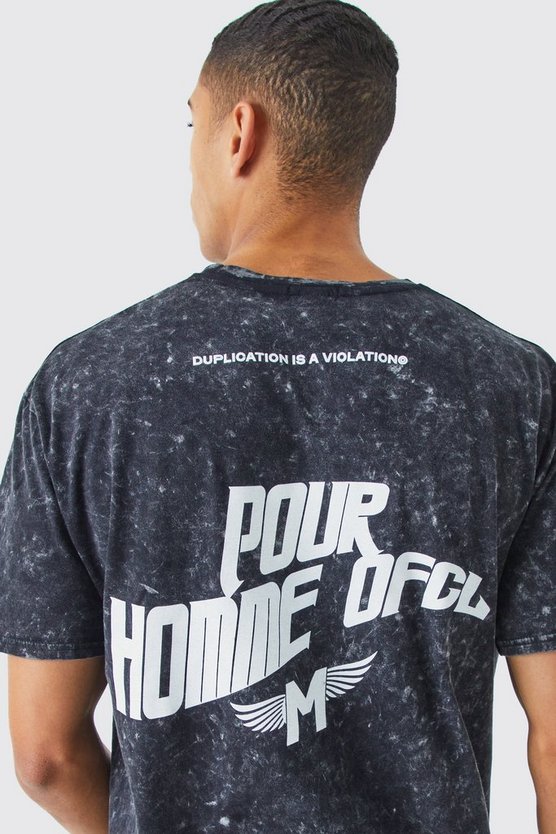 Oversize T-Shirt mit Acid-Waschung und Print