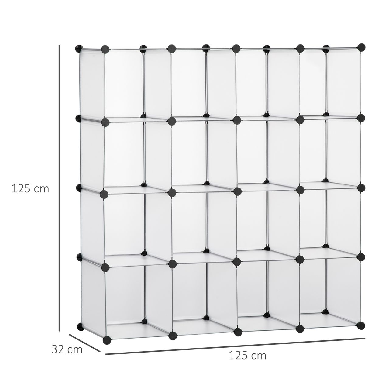HOMCOM DIY Würfel Regalsystem 16 Würfeln Standregal 125 x 32 x 125 cm