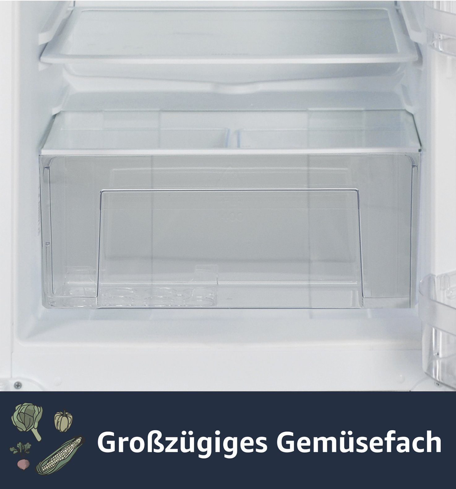 VESTEL Einbaukühlschrank VEKF2115, 87.5 cm hoch, 54 cm breit, Mit Gefrierfach (Nische/Höhe 88), Schlepptür, 121 L Gesamt-Nutzinhalt