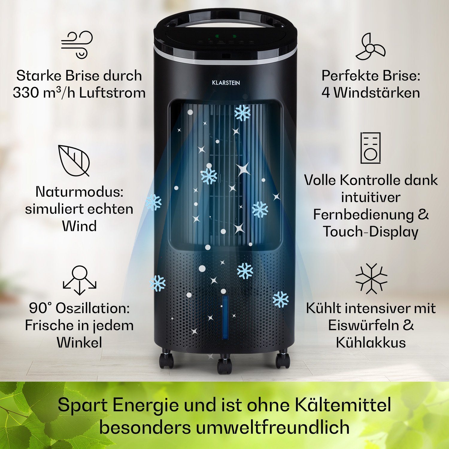 Klarstein Ventilatorkombigerät IceWind Plus 4-in-1 Luftkühler, mit Wasserkühlung & Eis mobil Luftkühler ohne Abluftschlauch