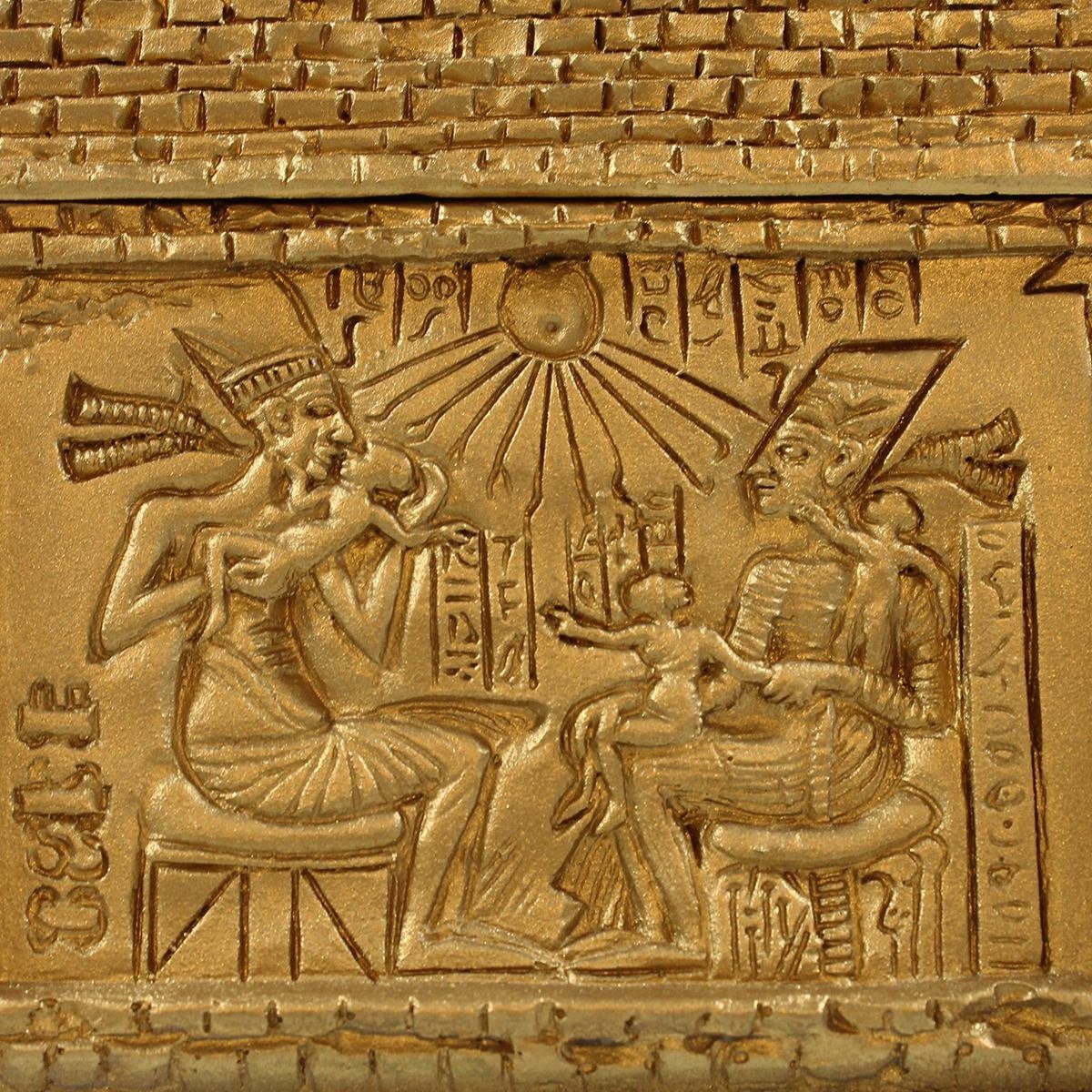 colourliving Schmuckkasten Dekofigur Pyramide Schmuckschatulle Schmuck Aufbewahrung Ägypten, detailreich verarbeitet, handbemalt, möbelschonende Filzuntersetzer