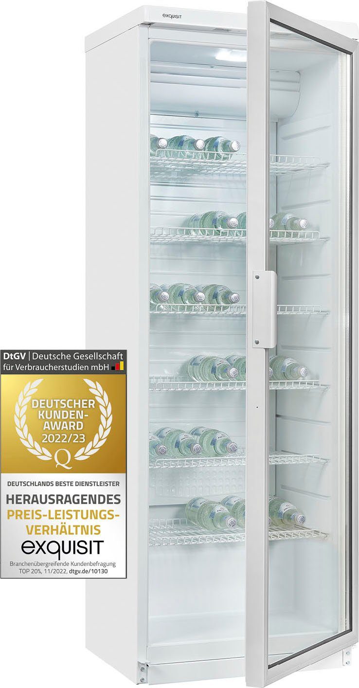 exquisit Getränkekühlschrank GKS350-1-GT-280D weiss, 173 cm hoch, 60 cm breit