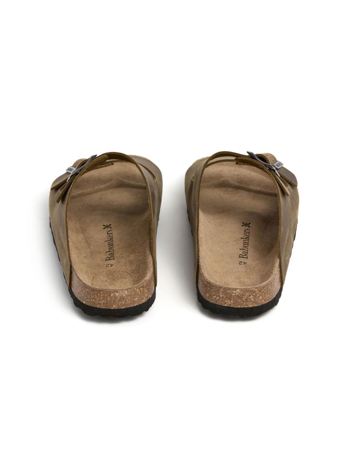 babunkers Pantoletten  in khaki günstig kaufen