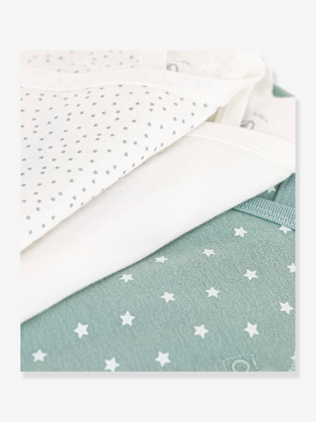 Lot de 3 bodies croisés manches longues en coton PETIT BATEAU blanc imprimé