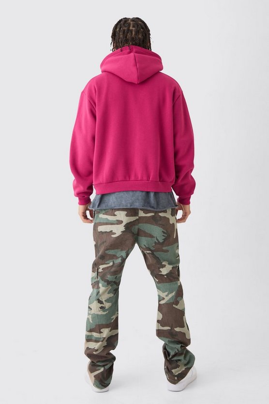 Kastiger Oversize Worldwide Hoodie mit Reißverschluss