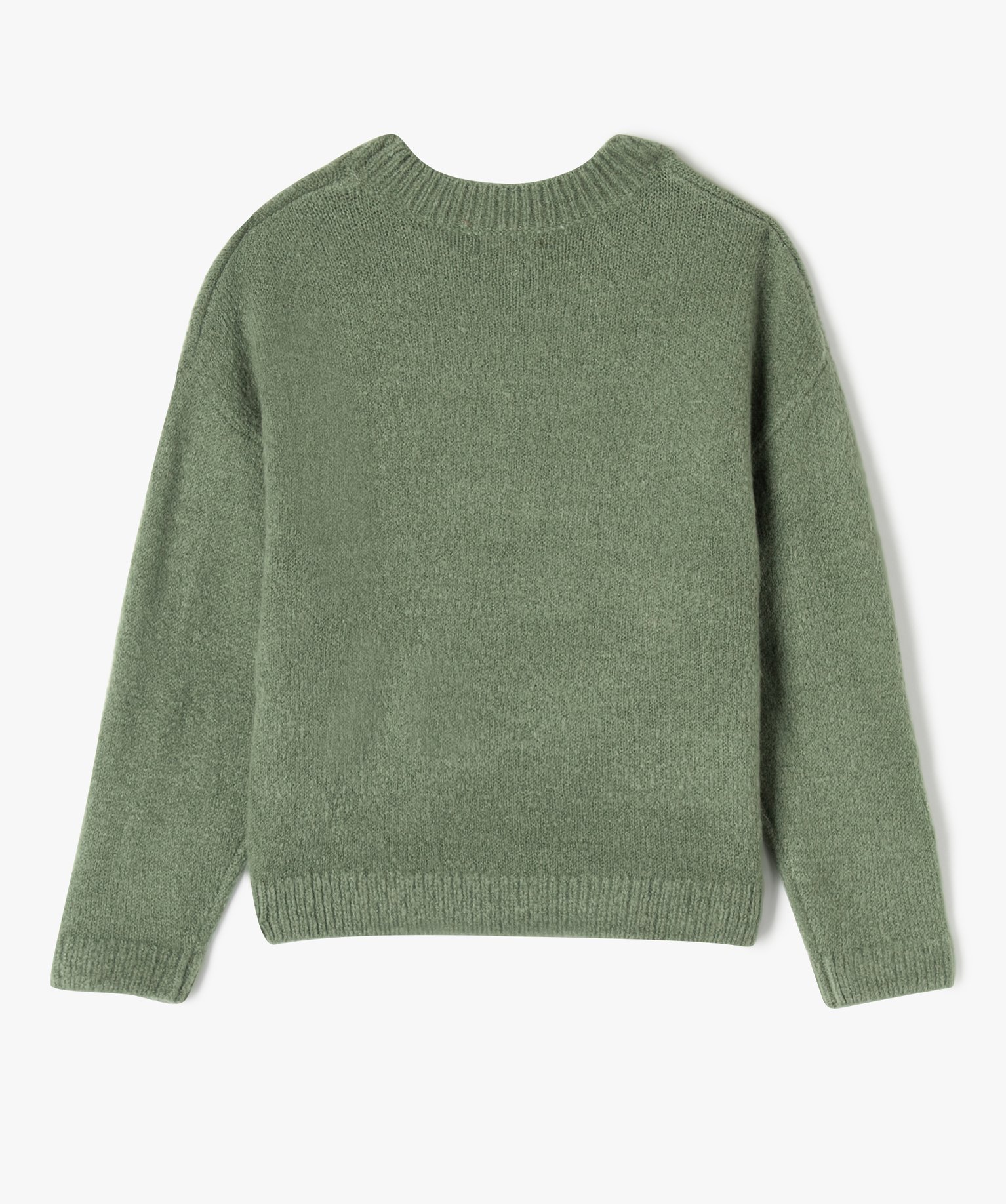 Pull imprimé en maille extensible fille vert | GEMO