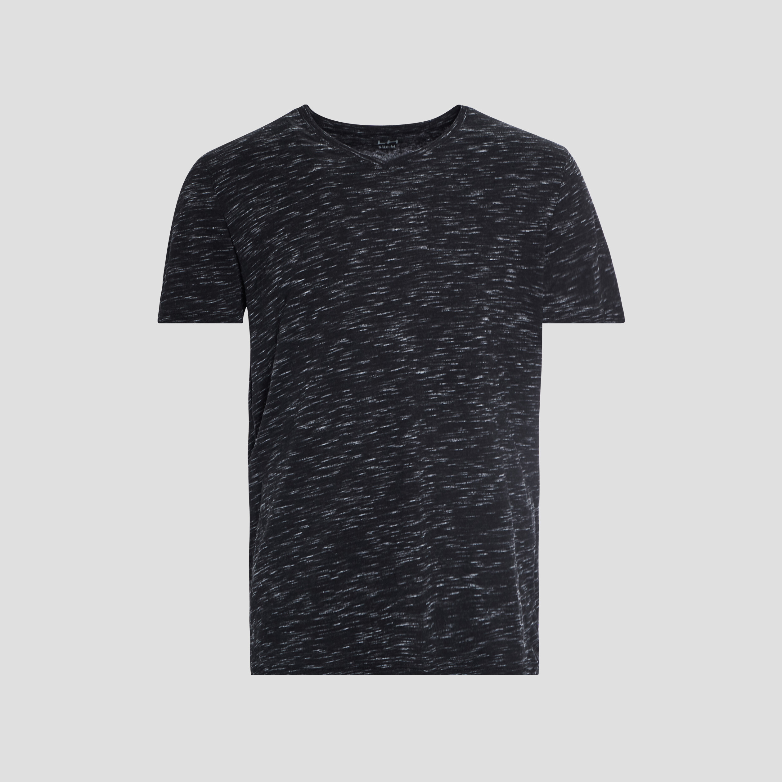 T-shirt col V chiné noir homme | La Halle