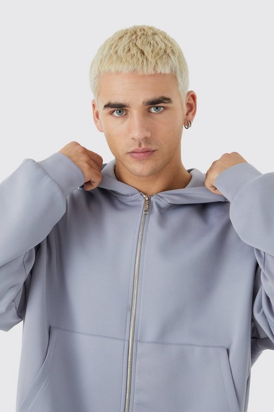 Kastiger Oversize Scuba-Hoodie mit Reißverschluss
