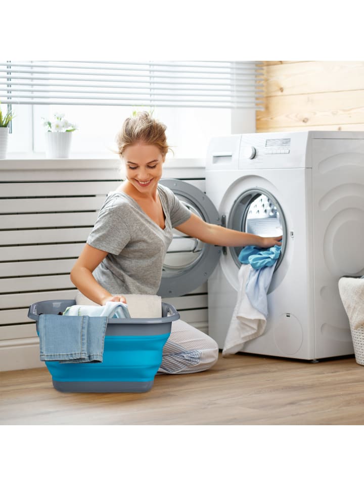 relaxdays Wäschekorb in Blau/ Grau - 15 l günstig kaufen onesize