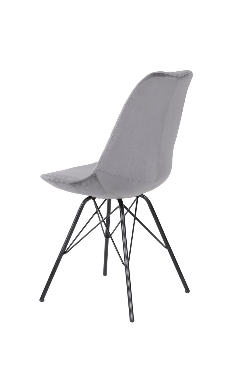 byLiving RICA Stuhl, 2er Set, Metallgestell schwarz pulverbeschichtet, Samtbezug grau