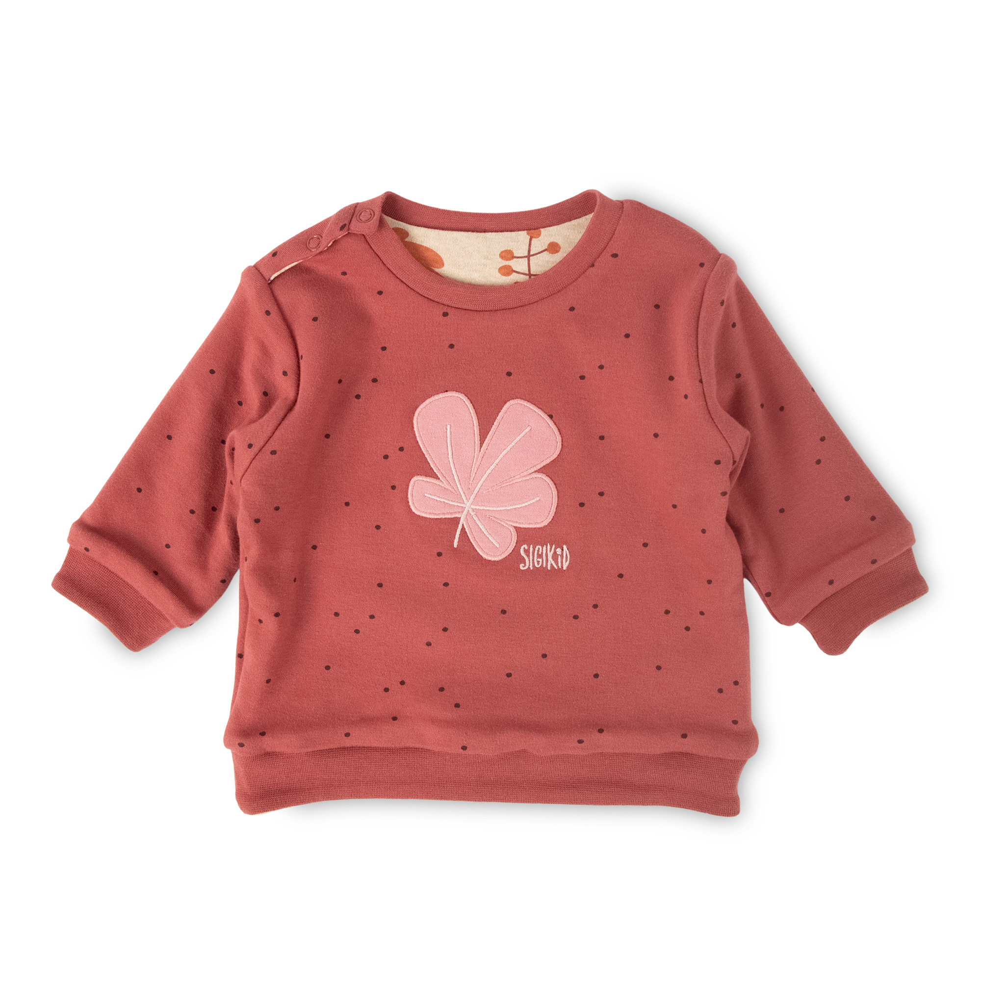 Baby Wendeshirt rotbraun mit Pünktchen/bunter Herbstprin