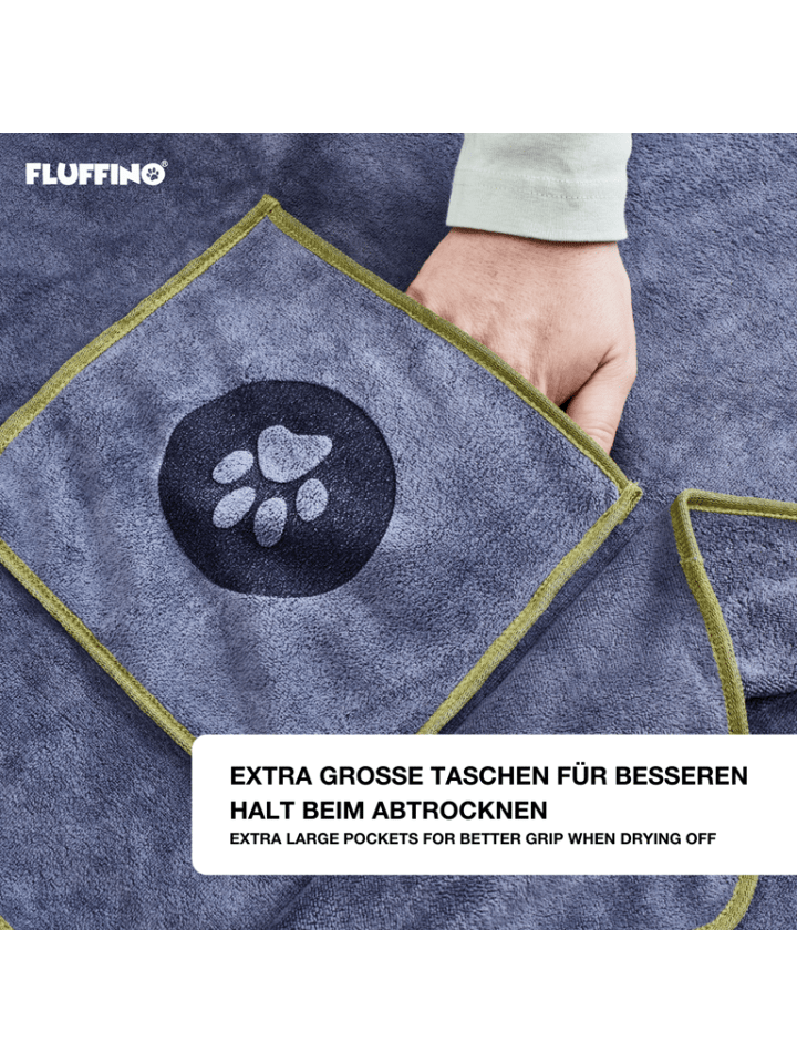 FLUFFINO Hundehandtuch Mikrofaser – 2er-Pack - 120 x 70 cm - Grau & Grün günstig kaufen onesize