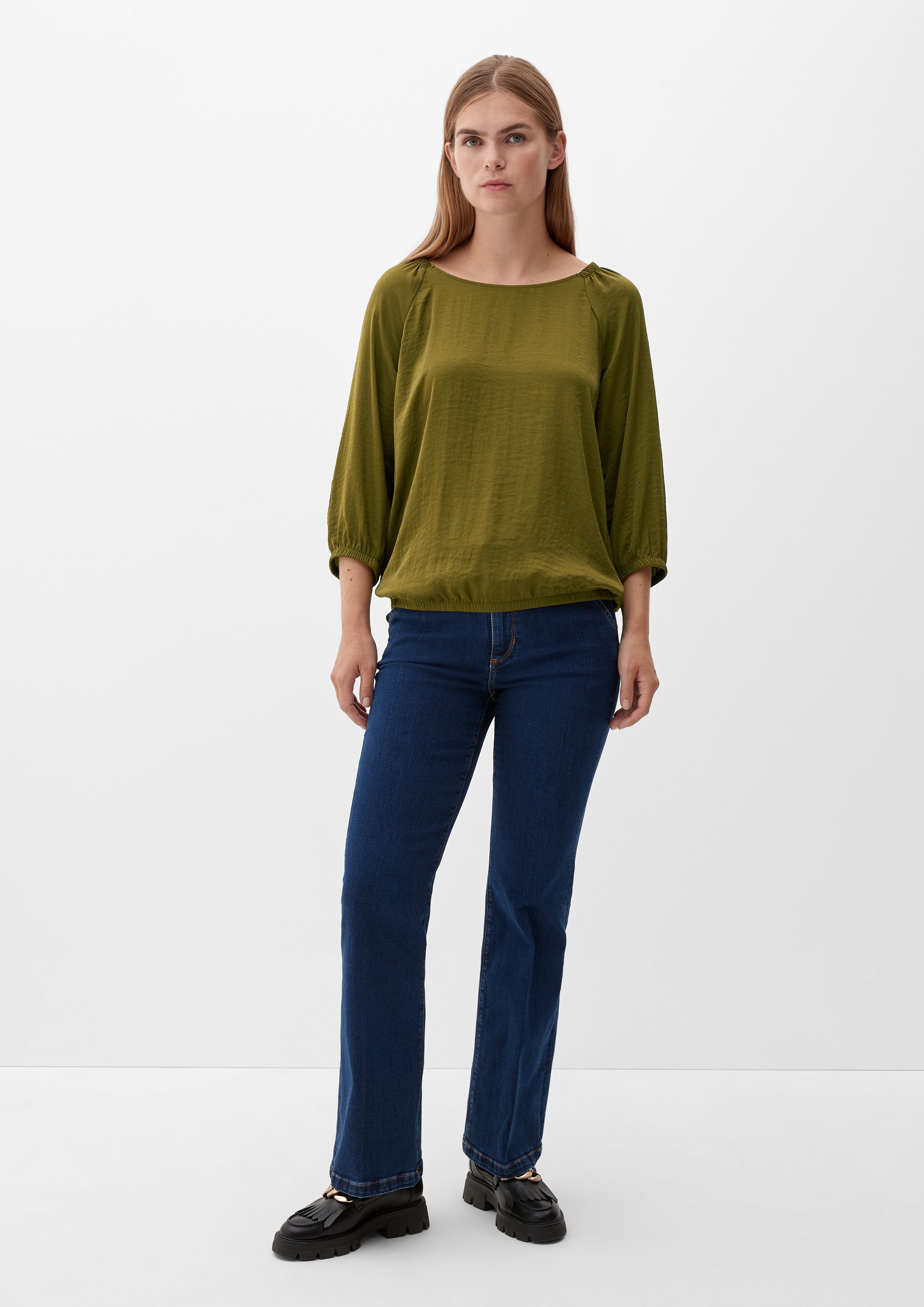 s.Oliver Langarmbluse Blusenshirt mit 3/4-Ärmeln Raffung