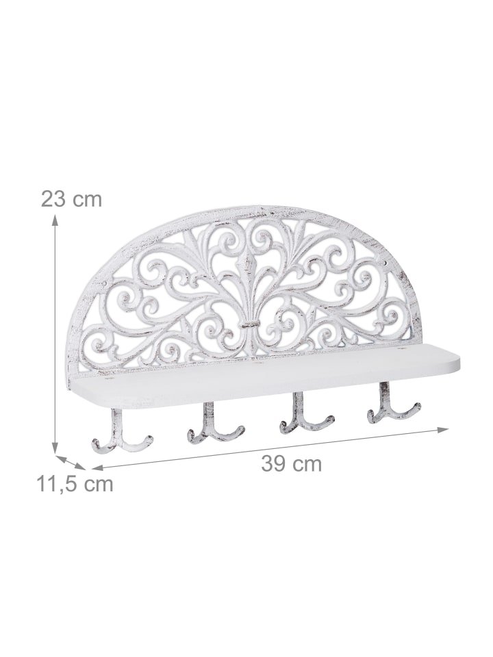 relaxdays Wandgarderobe in Weiß - (B)39x (H)23 x (T)11,5 cm günstig kaufen onesize