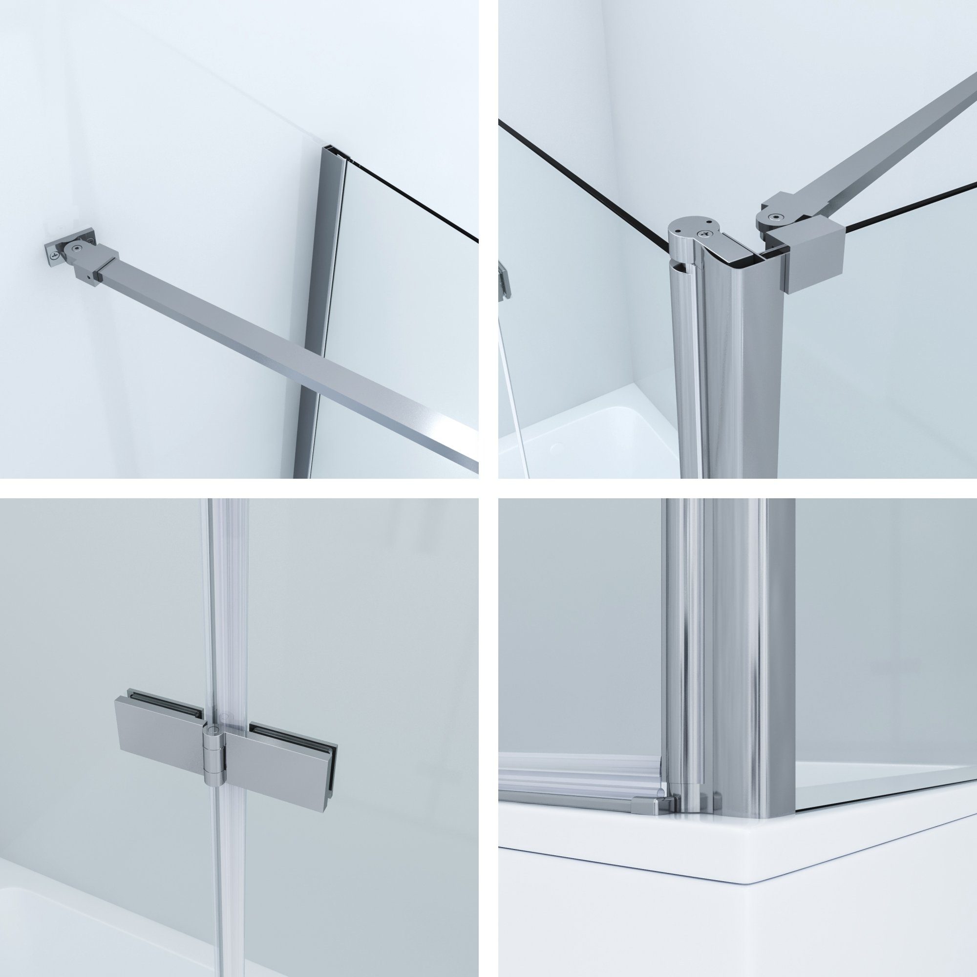 AQUABATOS Badewannenaufsatz Badewannenaufsatz mit Seitenwand Badewannenfaltwand, Einscheiben- Sicherheitsglas (ESG) 5 mm