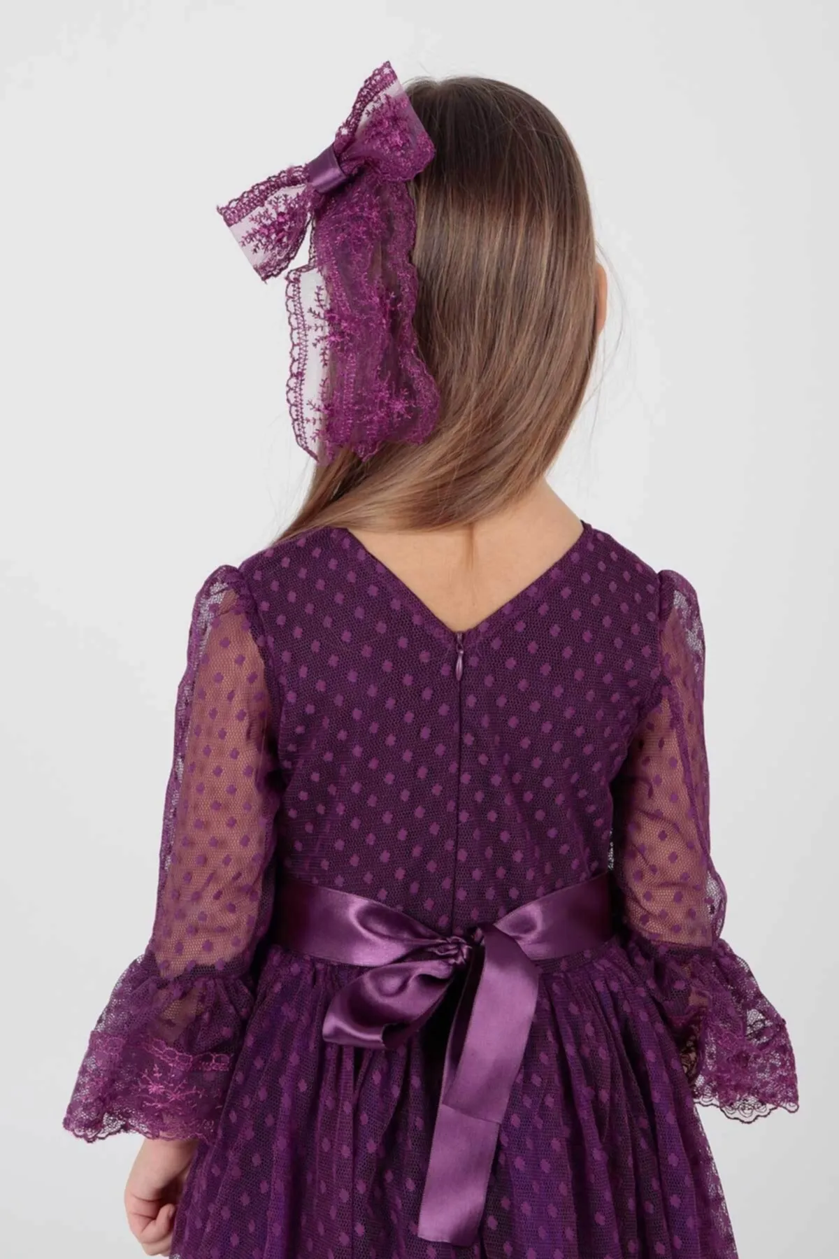 AHENGİM  Trendiges Abendkleid für Mädchen mit Schnalle und Tüllspitze Ak2209