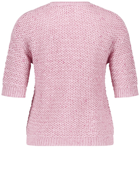 Halbarm-Pullover in Lochstrick