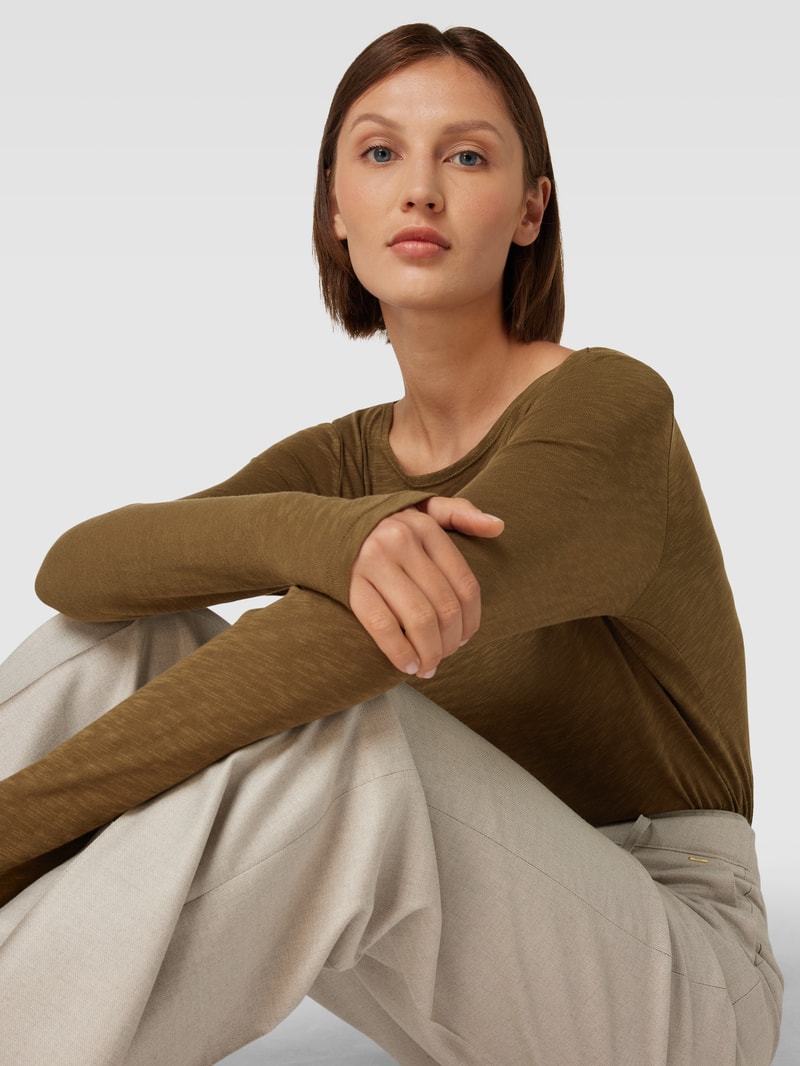 Longsleeve mit U-Boot-Ausschnitt in khaki