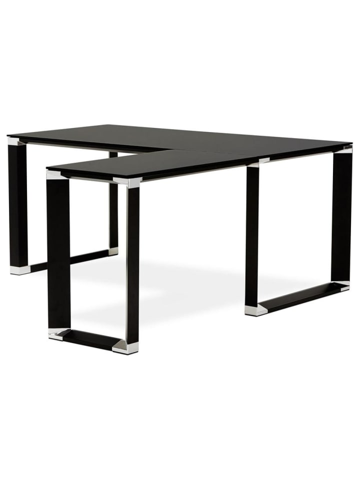 KADIMA DESIGN Eckschreibtisch Glas modern Winkelwahl, Bürotisch minimalistisch in Schwarz günstig kaufen