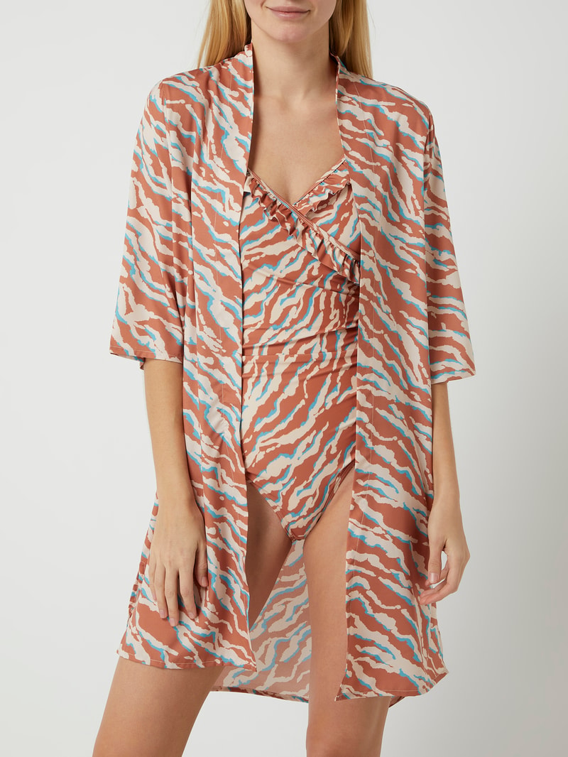 Kimono mit Streifenmuster Modell 'Sophia' in orange