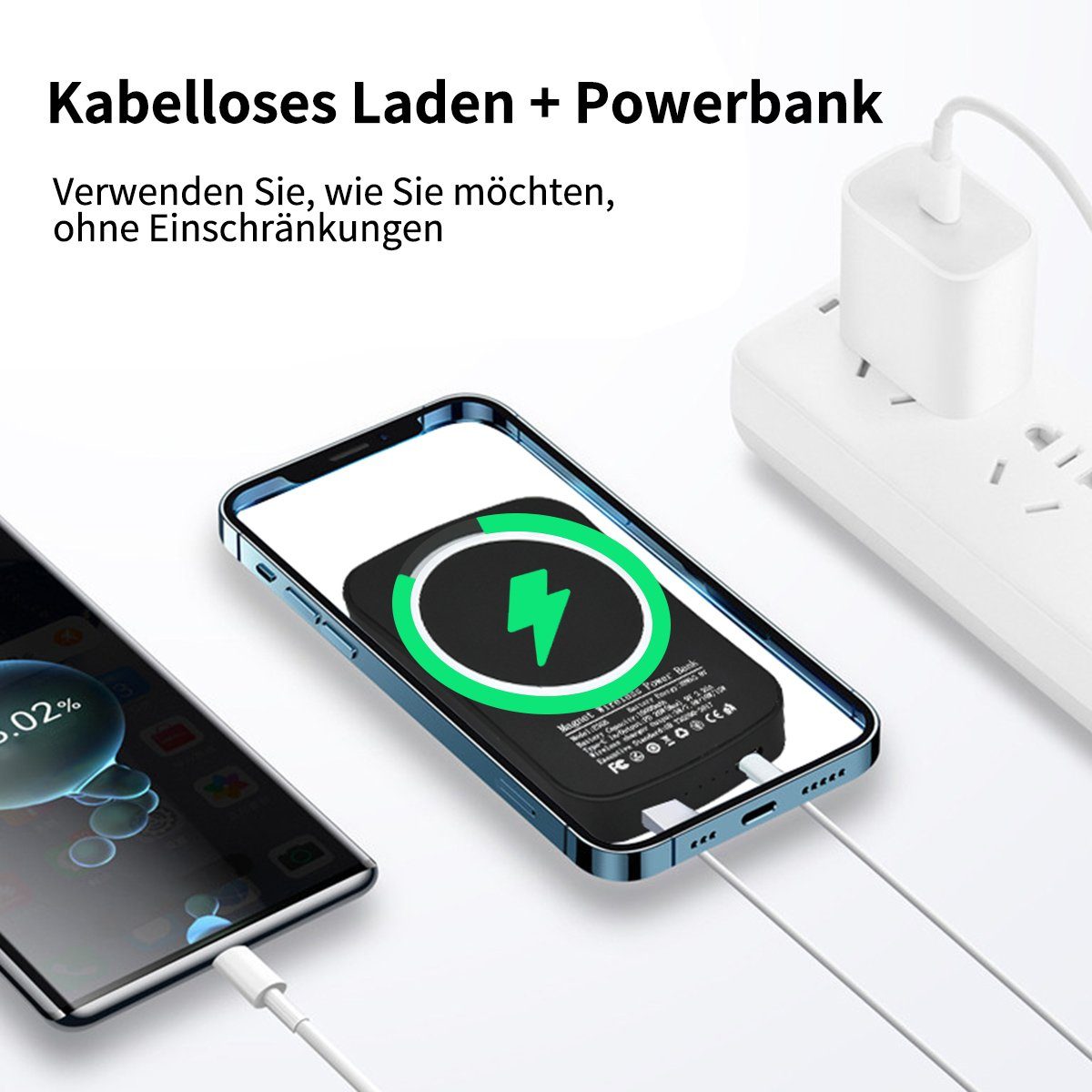 7Magic QC 15W PD 20W Powerbank 10000 mAh, magnetisches Ladegerät für iPhone 14/13/12/11/Pro/Max/XS/XR/X/8/Plus