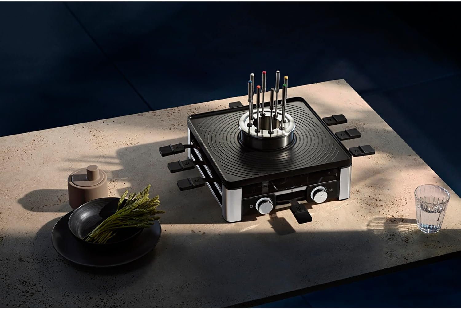 WMF Raclette und Fondue-Set 3in1 Gourmet Station für 8 Personen, Raclette Fondue Kombi, 8 Raclettepfännchen, 1800,00 W, Silvester, Weihnachten, Raklett, 4 Personen, 2 Personen, 6 Personen