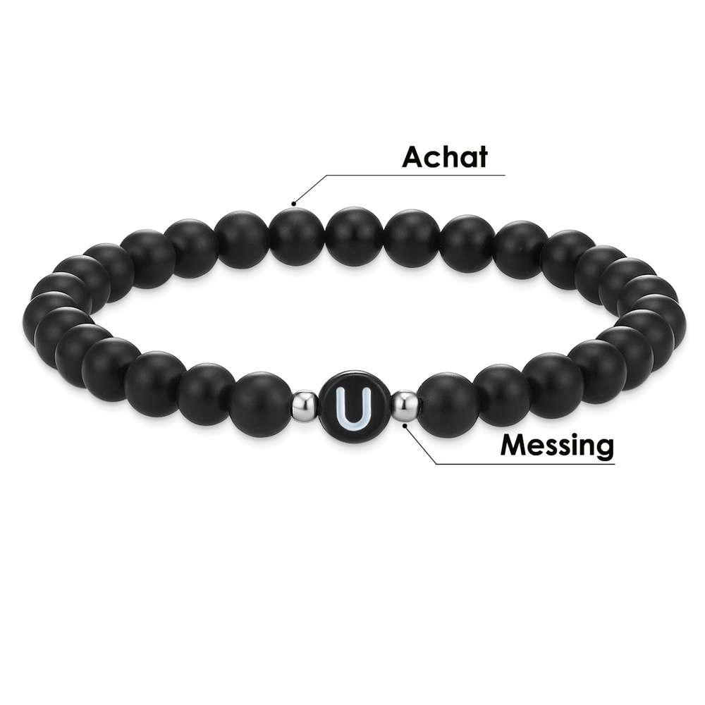 EASTSIDE Bracelet en pierres précieuses Lettres Agate en Noir Bracelet