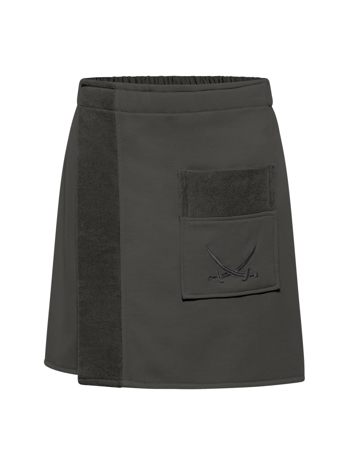 Sansibar Herren Sauna-Kilt in Anthrazit mit bestickter Tasche, 50x145 cm günstig kaufen onesize
