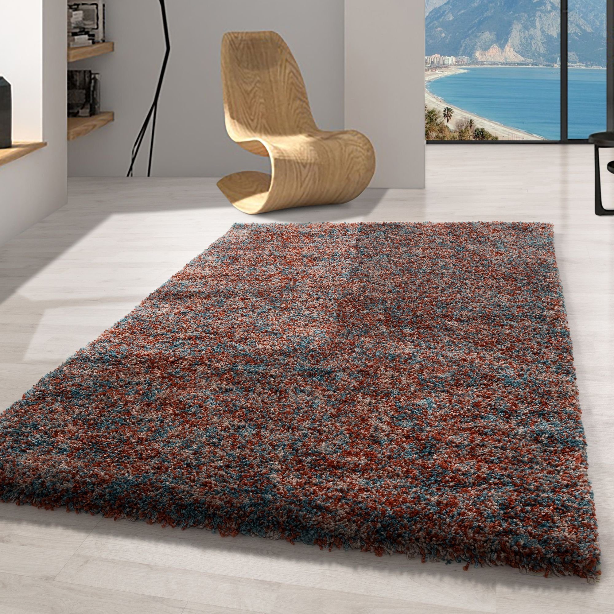 Hochflor-Teppich Meliert Design, Carpetsale24, Läufer, Höhe: 30 mm, Teppich Wohnzimmer
