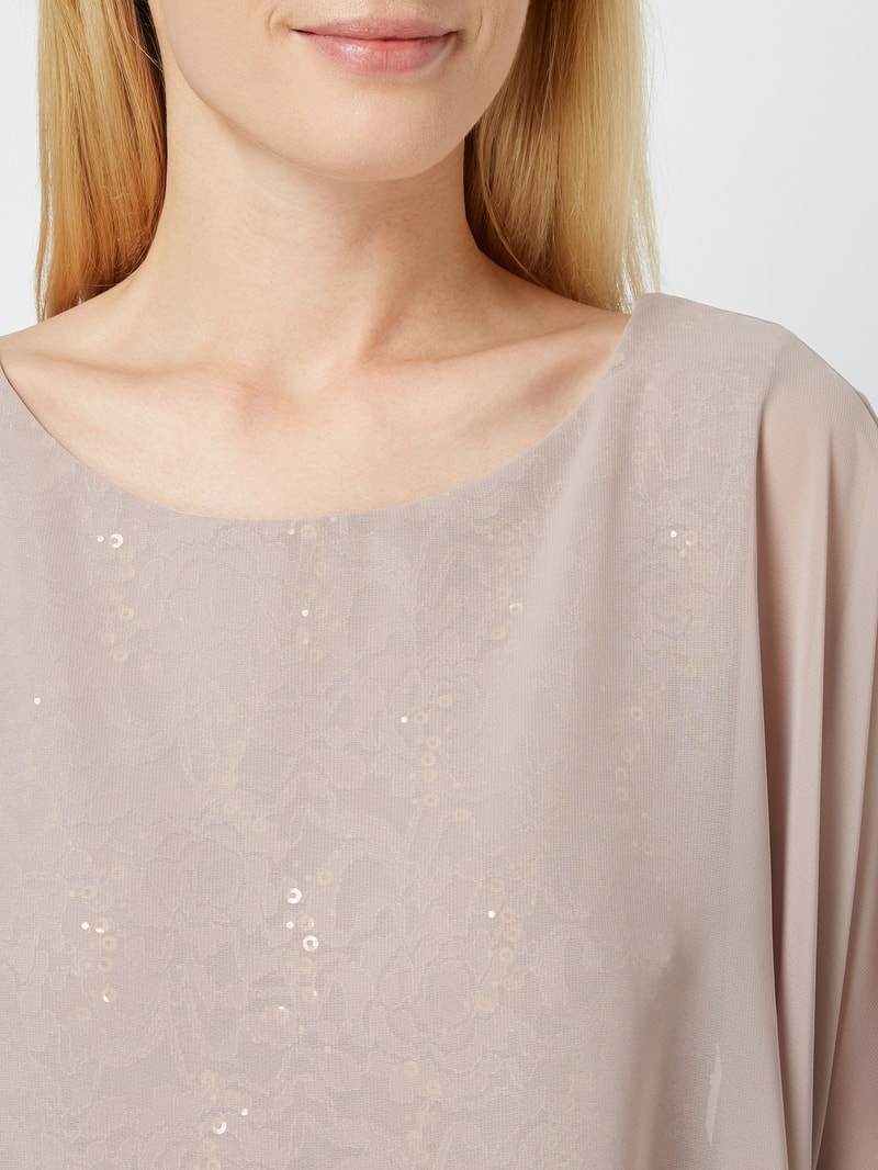 Cocktailkleid aus floraler Spitze in beige
