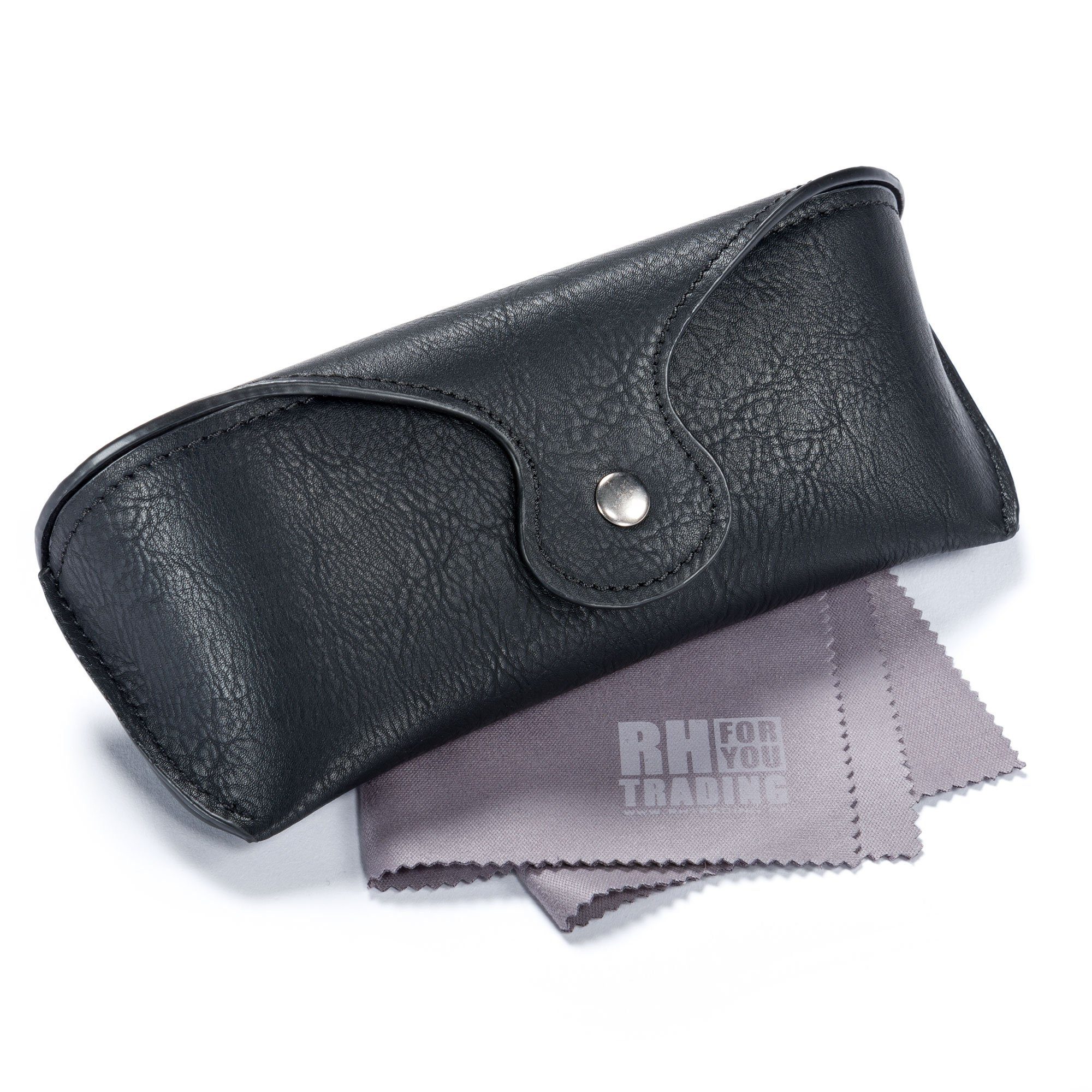 FEFI Brillenetui Großes, klassisches Sonnenbrillen Etui in Leder-Optik, inklusive Mikrofasertuch