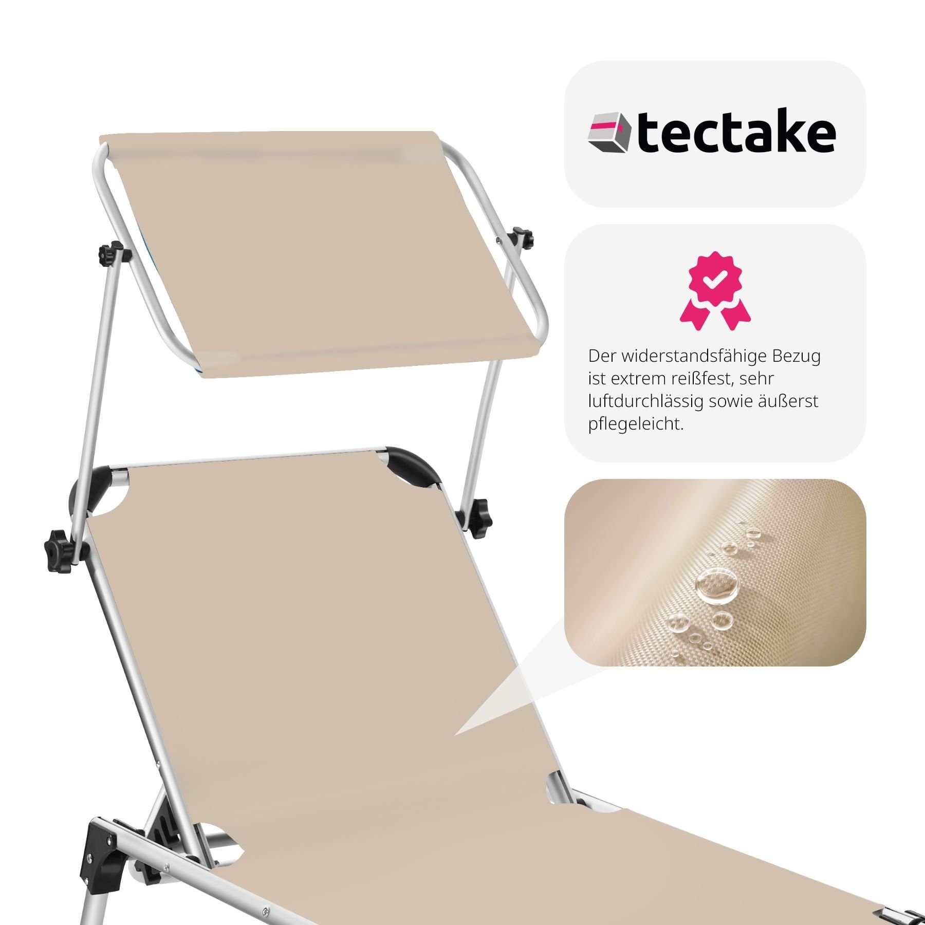 tectake Gartenliege Aurelie, 1, 1 St., 1tlg., Zurückklappbar