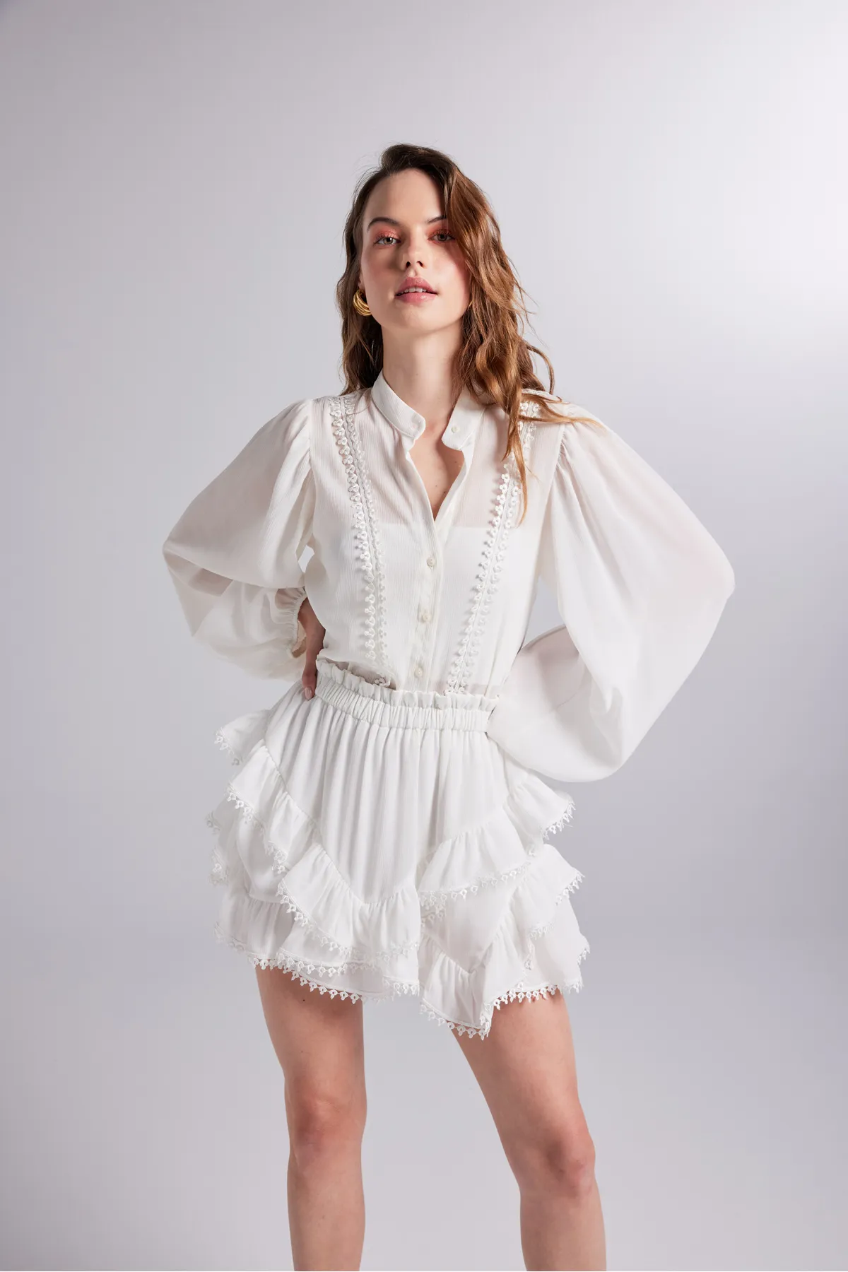 HOLLY LOLLY  Pixie-Shirt mit Stickerei, detailliertes Unterhemd, Weiß