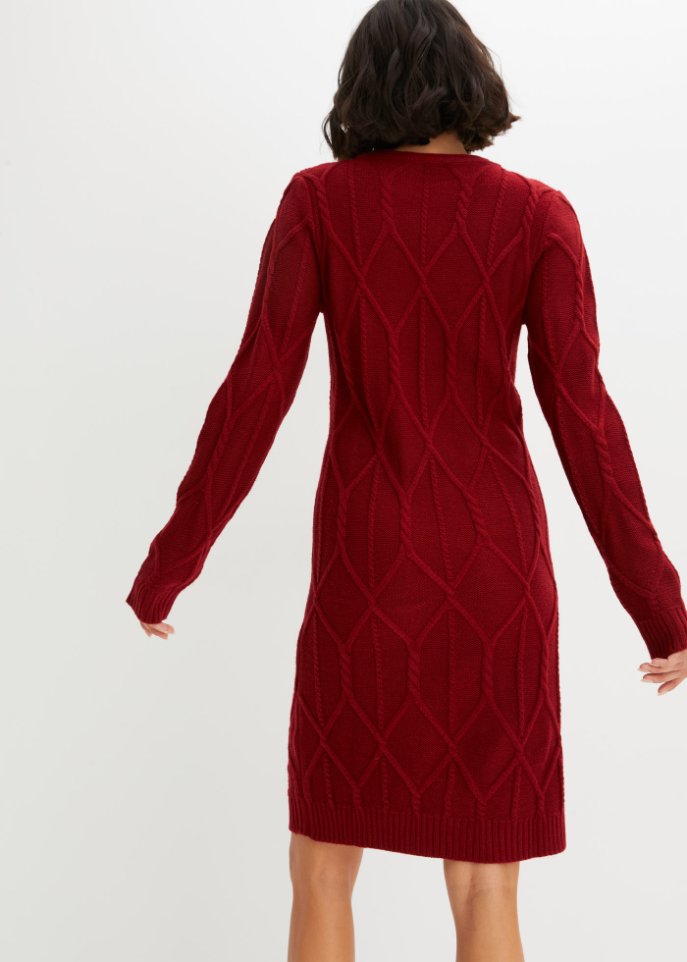 Strickkleid mit Zopfmuster