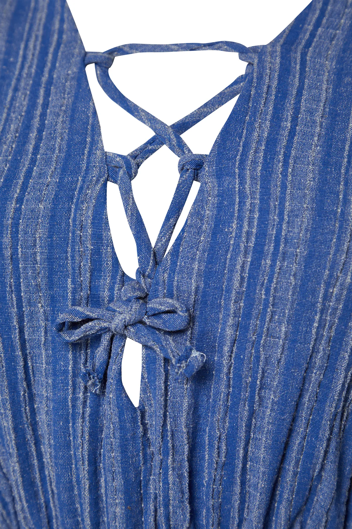 Trendyol Collection  Blaues, gewebtes Mini-Strandkleid aus Leinenmischung zum Binden TBESS23EL00103