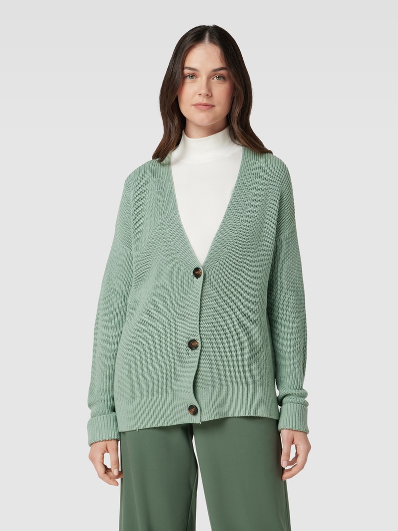 Strickjacke mit V-Ausschnitt in schilf