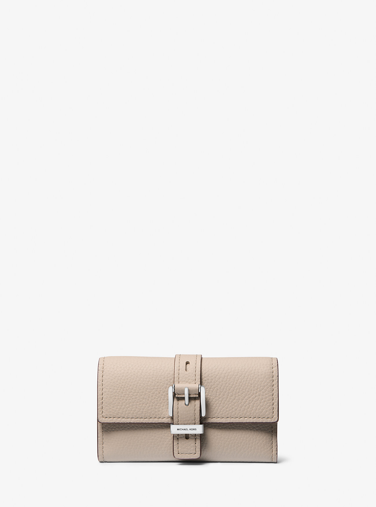Nolita Medium Pebbled Leather Tri-Bold Lommebok - LYS SAND