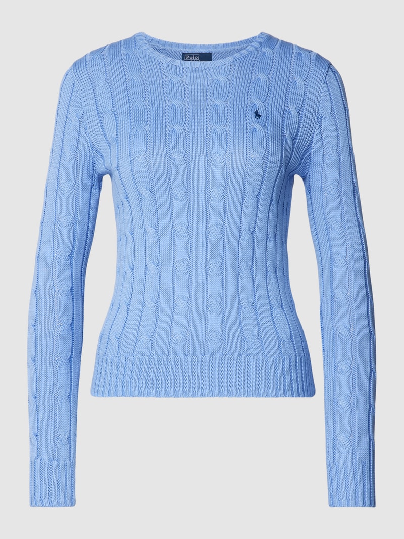 Strickpullover mit Zopfmuster Modell 'JULIANNA' in blau